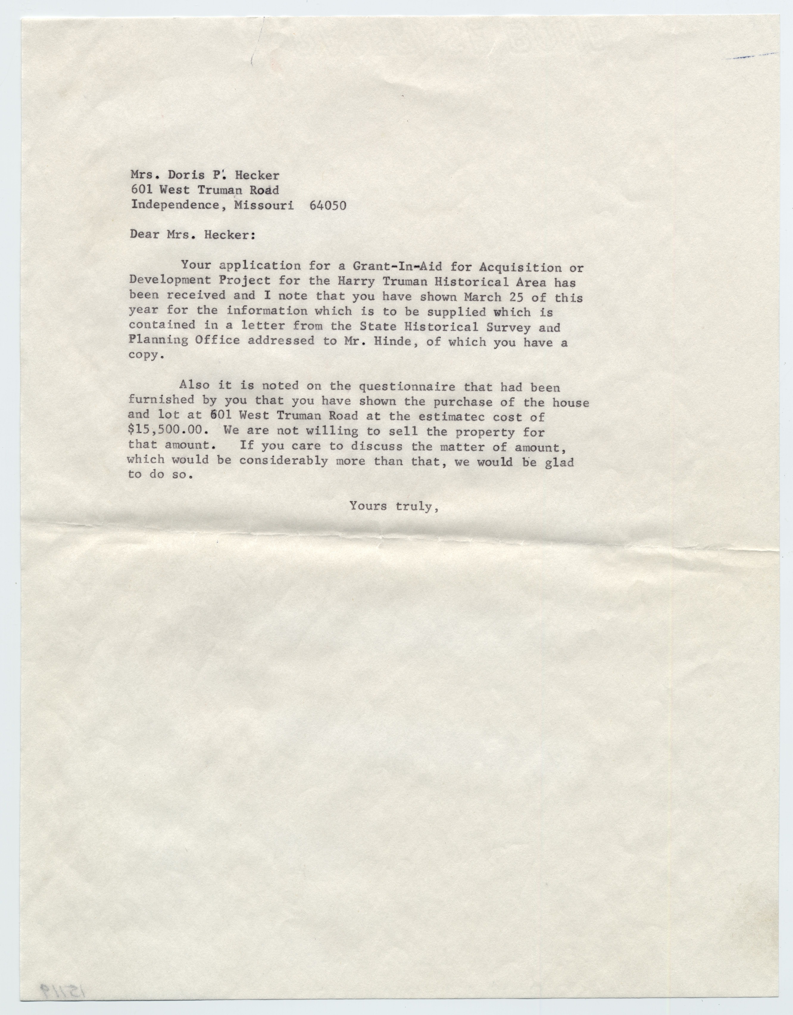 A letter typed on white paper.