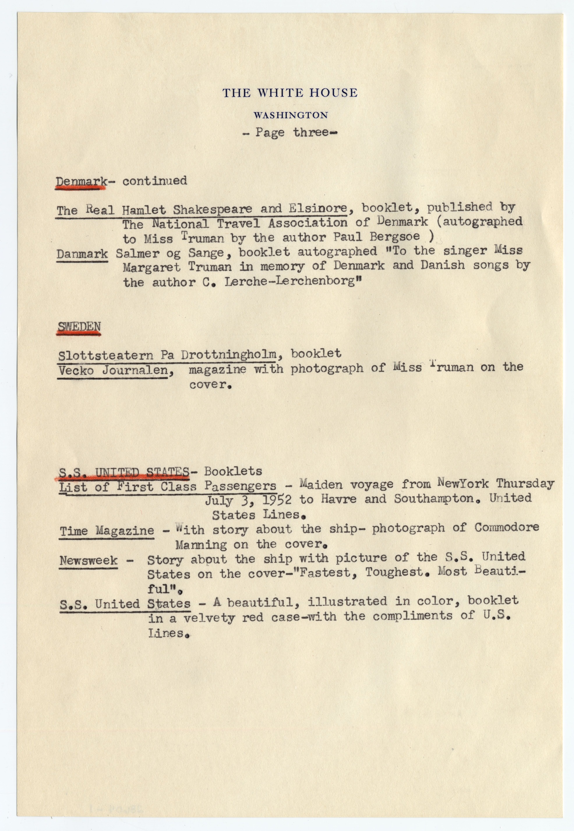 The memo is typed on white, White House stationary.