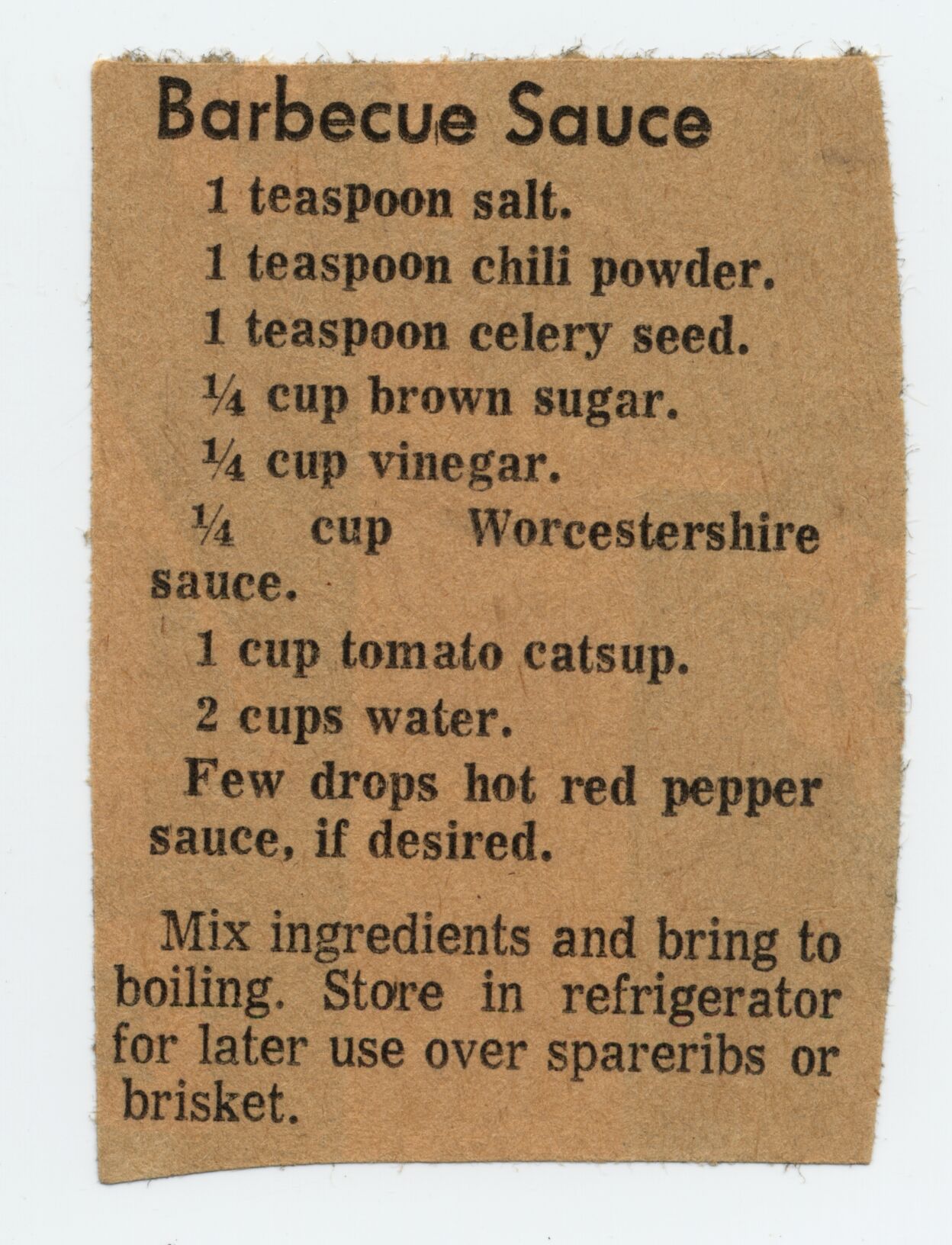 A recipe cut from a newspaper. An advertisement for flour is beneath the intro.