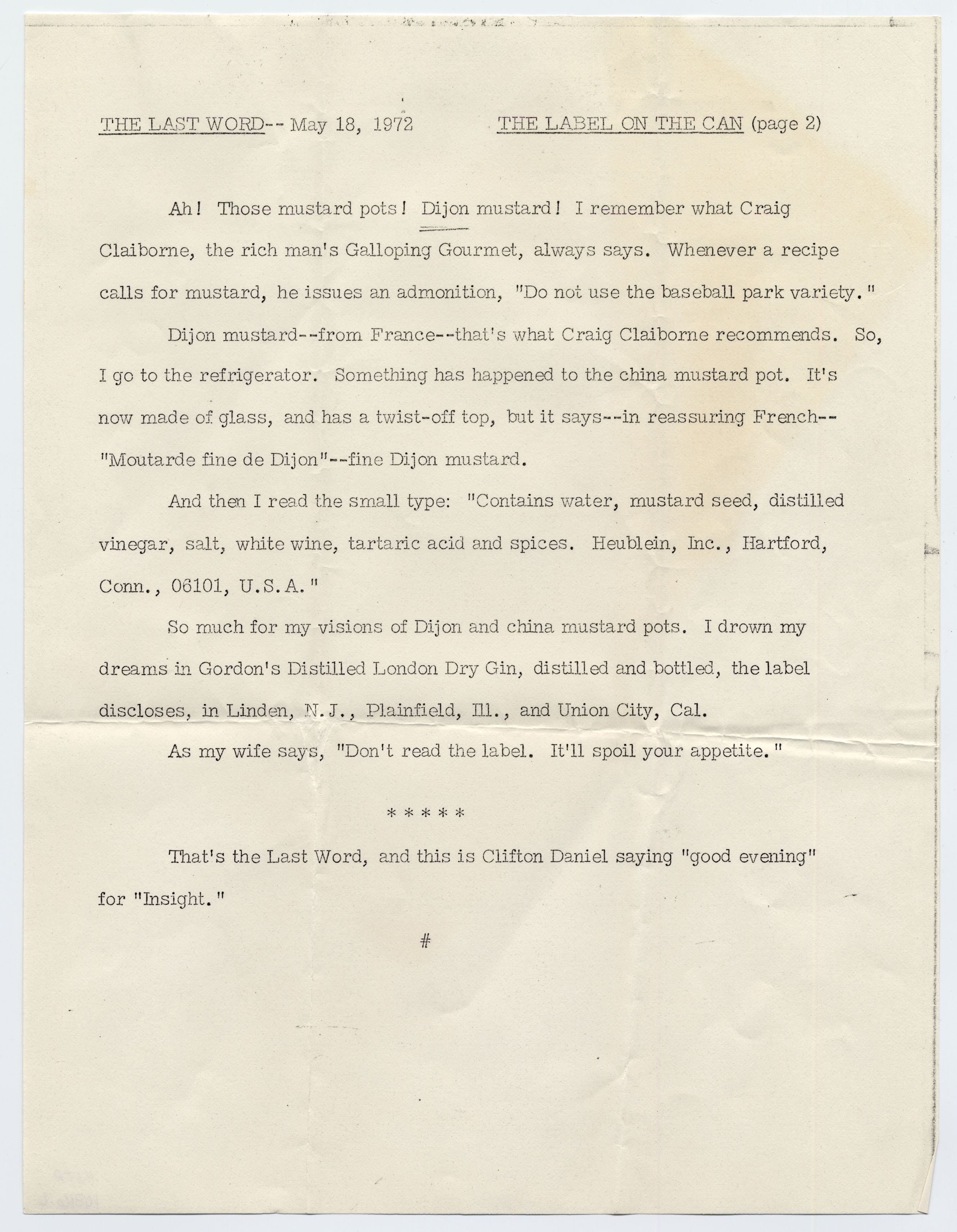 A two page, typed copy of an article.