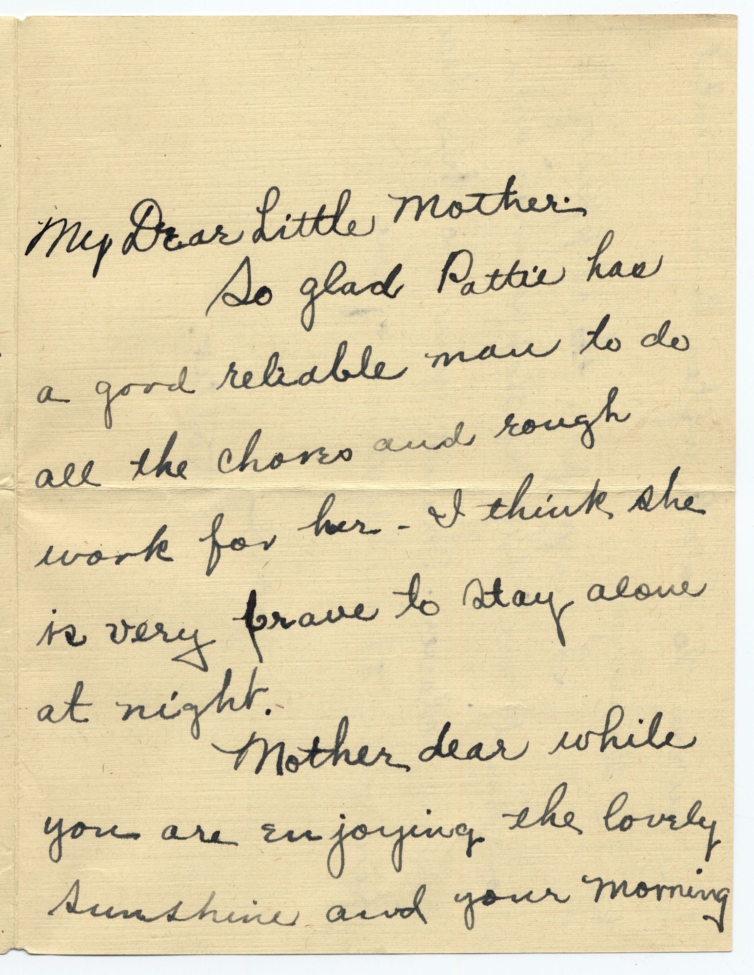 A letter written on the front and back of white paper. It's written in cursive with black ink.