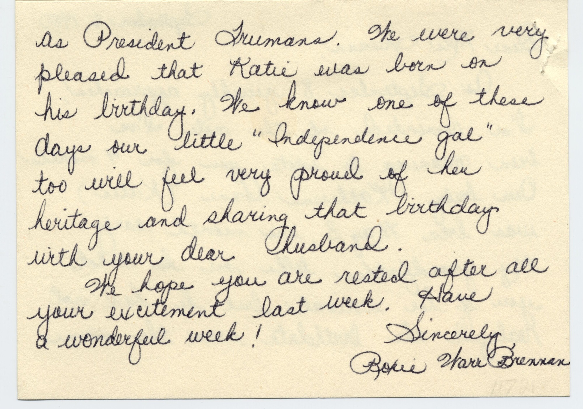 A letter written on the front and back of a card.