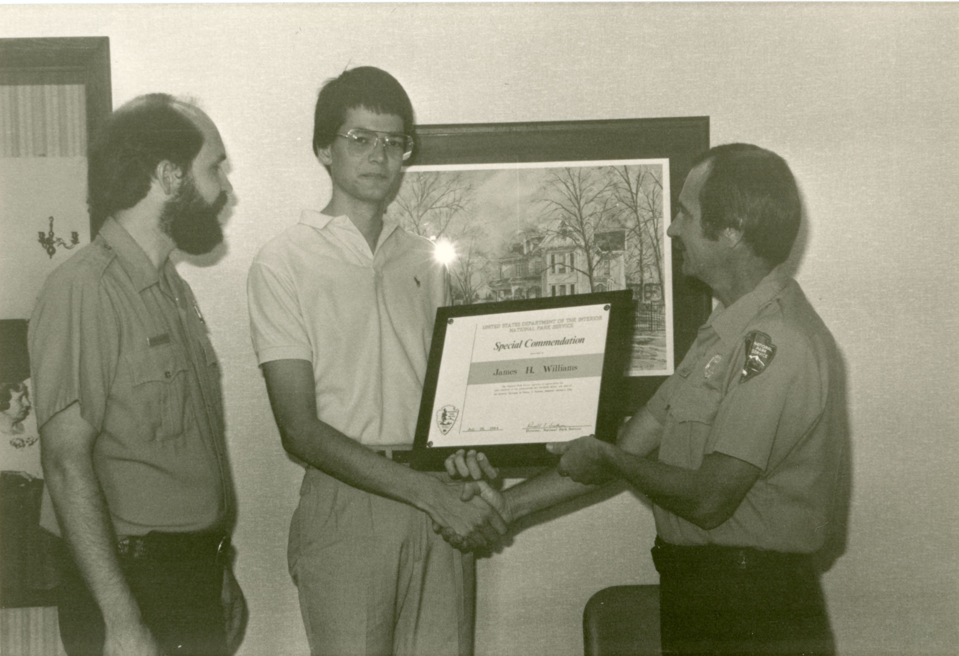 Steve Harrison, Jim Williams, Norm Reigle at awards presentation