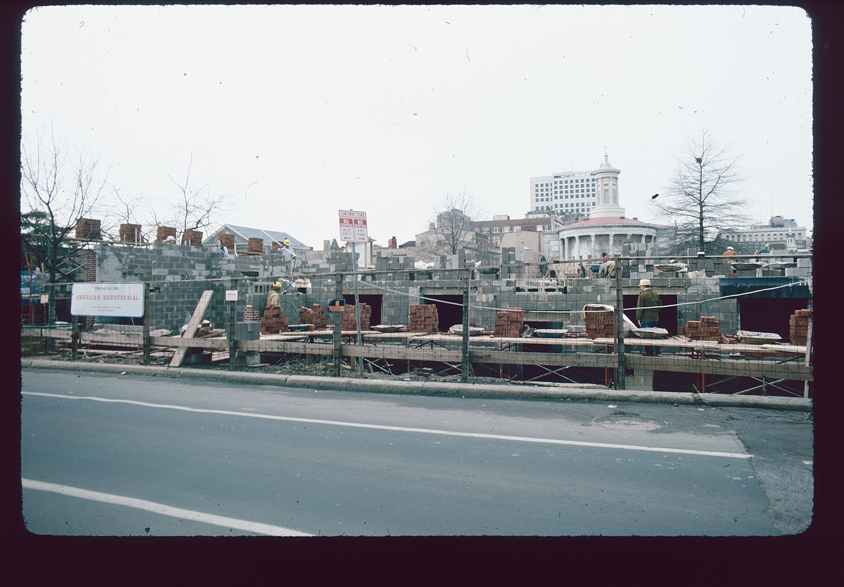 City Tavern. Exterior. Construction. Looking west from 2nd Street (north of Walnut St.).
