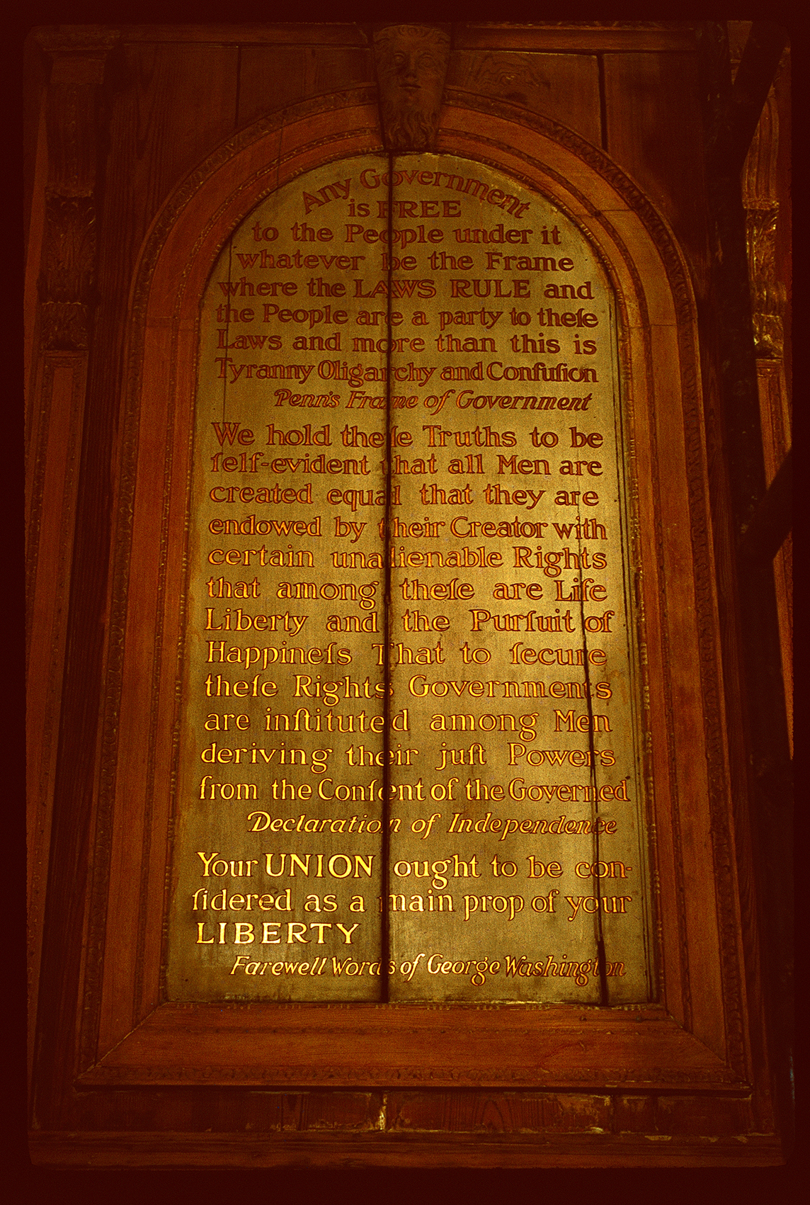 Independence Hall First Floor Southeast Tabernacle Frame Showing Color of Inscription