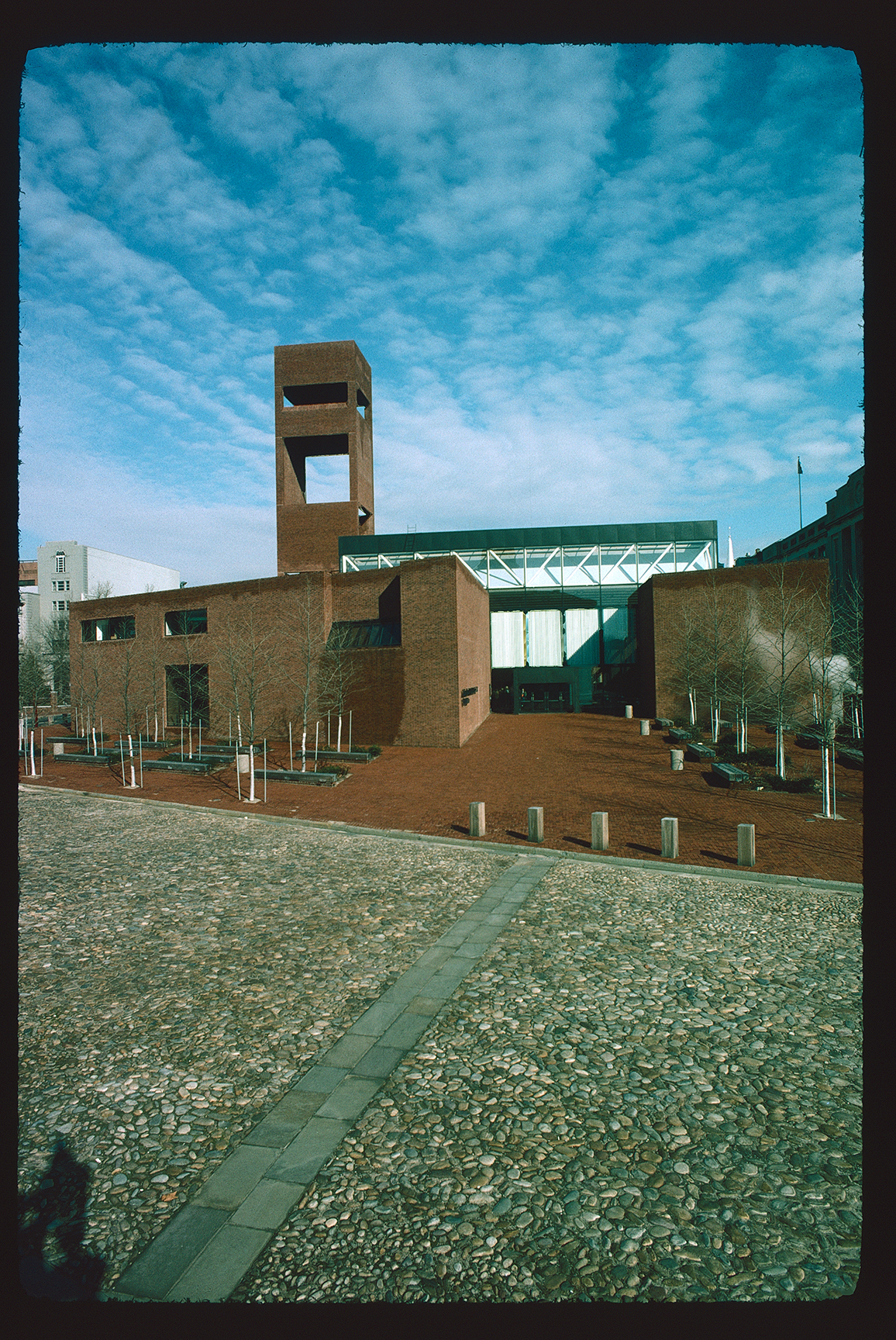 Old Visitor Center (101 South 3rd Street). Exterior. Looking northeast from Dock Street.