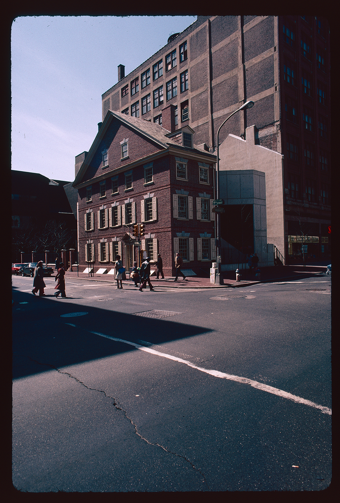 Graff (Declaration) House. Exterior. North and east side. Looking southwest from northeast corner of 7th & Market Streets.