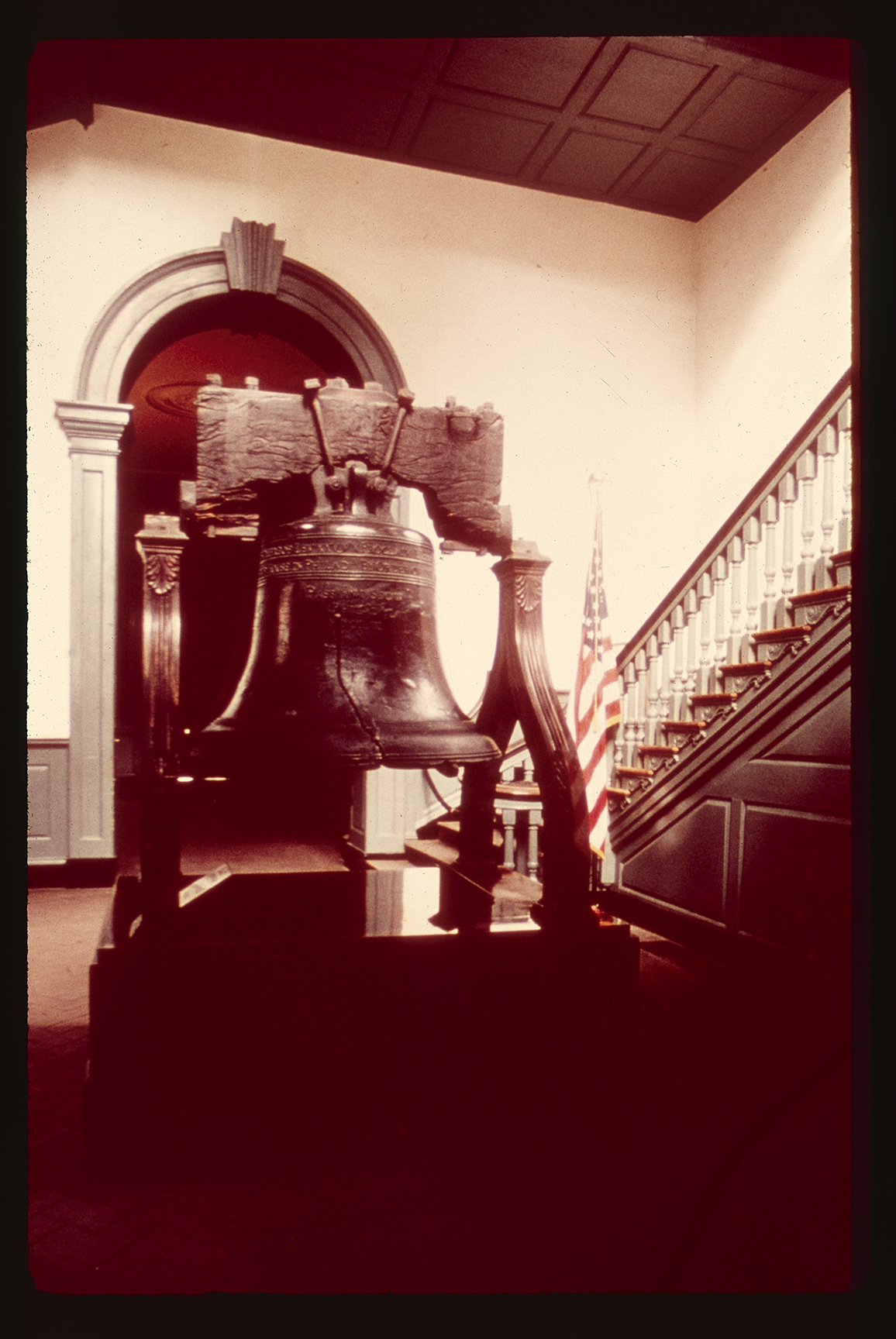 Independence Hall. Interior. 1st floor, Tower Stairhall. Looking northeast at Liberty Bell.