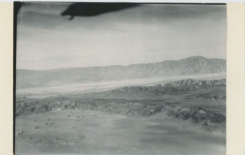 Black and white image of aerial view