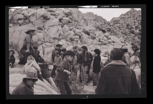 Black and white image of conducted hike by Anita Allison in Sneakeye area