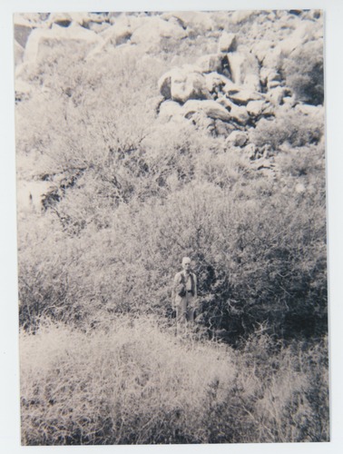 Black and white image of Chester Pinkham at Pinkham Well and Spring