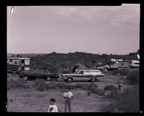Black and white image of camping in JOTR