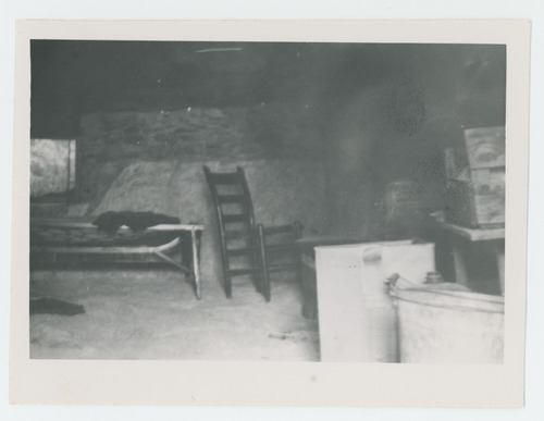 Black and white image of Carey's Castle interior