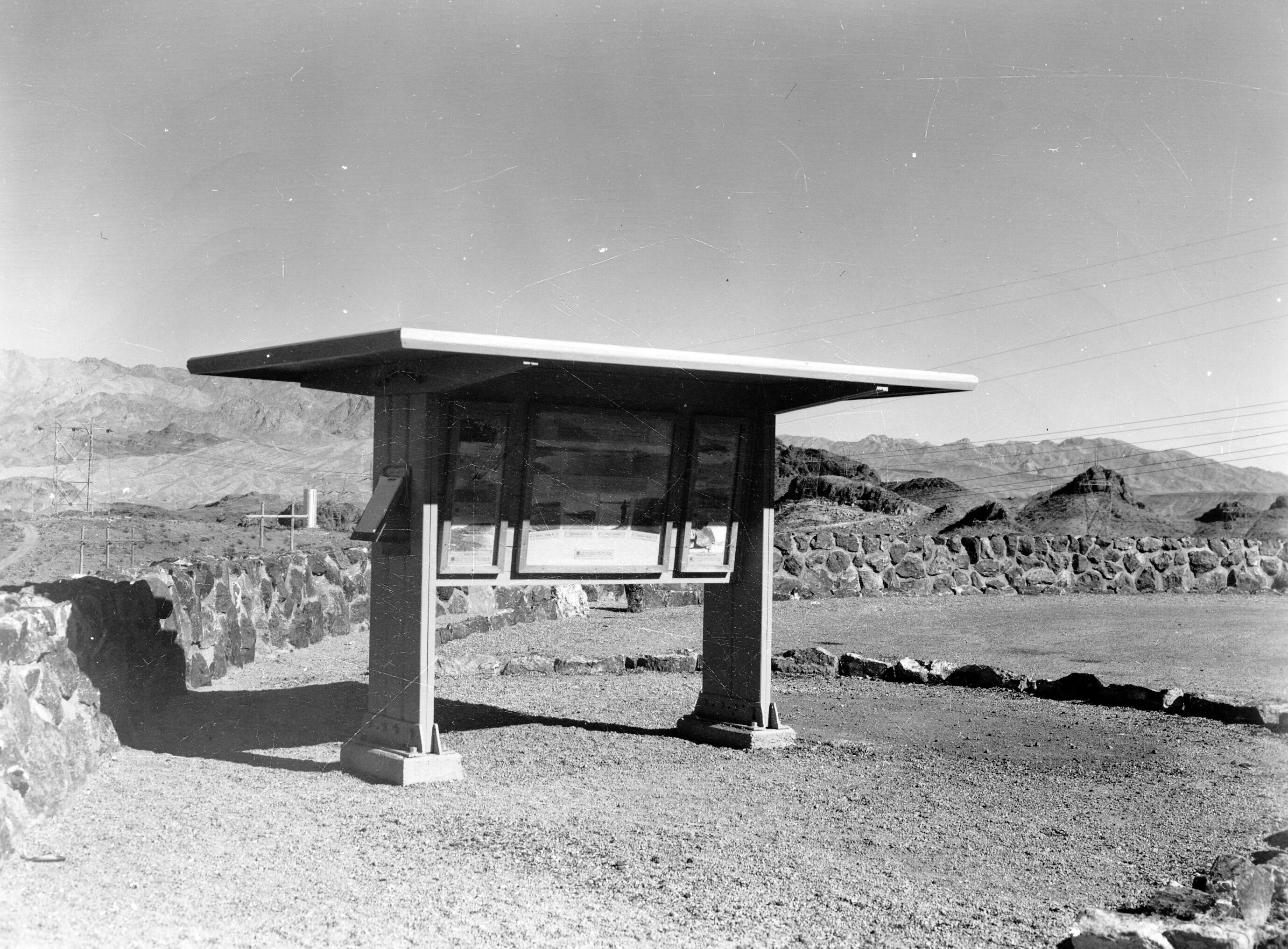 wayside exhibit shelter at Lakeview Point with home-made exhibit