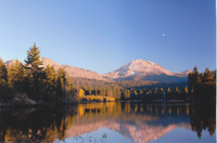 Lassen Peak and Chaos Crags Reflecting on Manzanita Lake