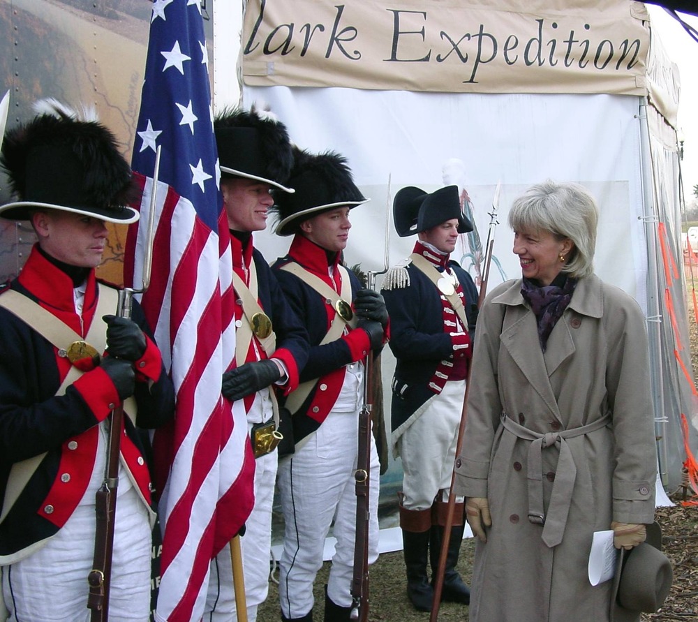 Secretary of the Interior, Gale Norton, reviews honor guard in Washington D.C. (2003)