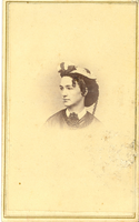 Portrait of Elizabeth Bacon Custer in a Light and Dark Colored Hat
