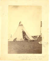 George Armstrong Custer in the Mouth of a Tent with His Dogs and Pet Pelican During the Washita Campaign