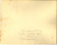 Mounted Soldiers Near the Custer Monument Decorated with US. Flags, Civilians Look O