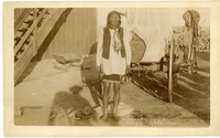 Kicking Bear, an Oglala Sioux Behind a Wagon on the Pine Ridge Indian Reservation, South Dakota