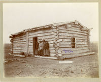 'Sitting Bull's House and Family,' Two of Sitting Bull's Wives and Daughters