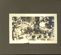Elizabeth Bacon Custer Unveiling the Custer Equestrian Monument with President William Howard Taft as a Large Crowd Looks On, Monroe, Michigan.
