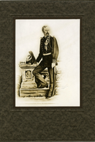 Lieutenant Colonel George Armstrong Custer in Full Dress Uniform, Foot Resting Near a Column of a Fence, with Folder Mount