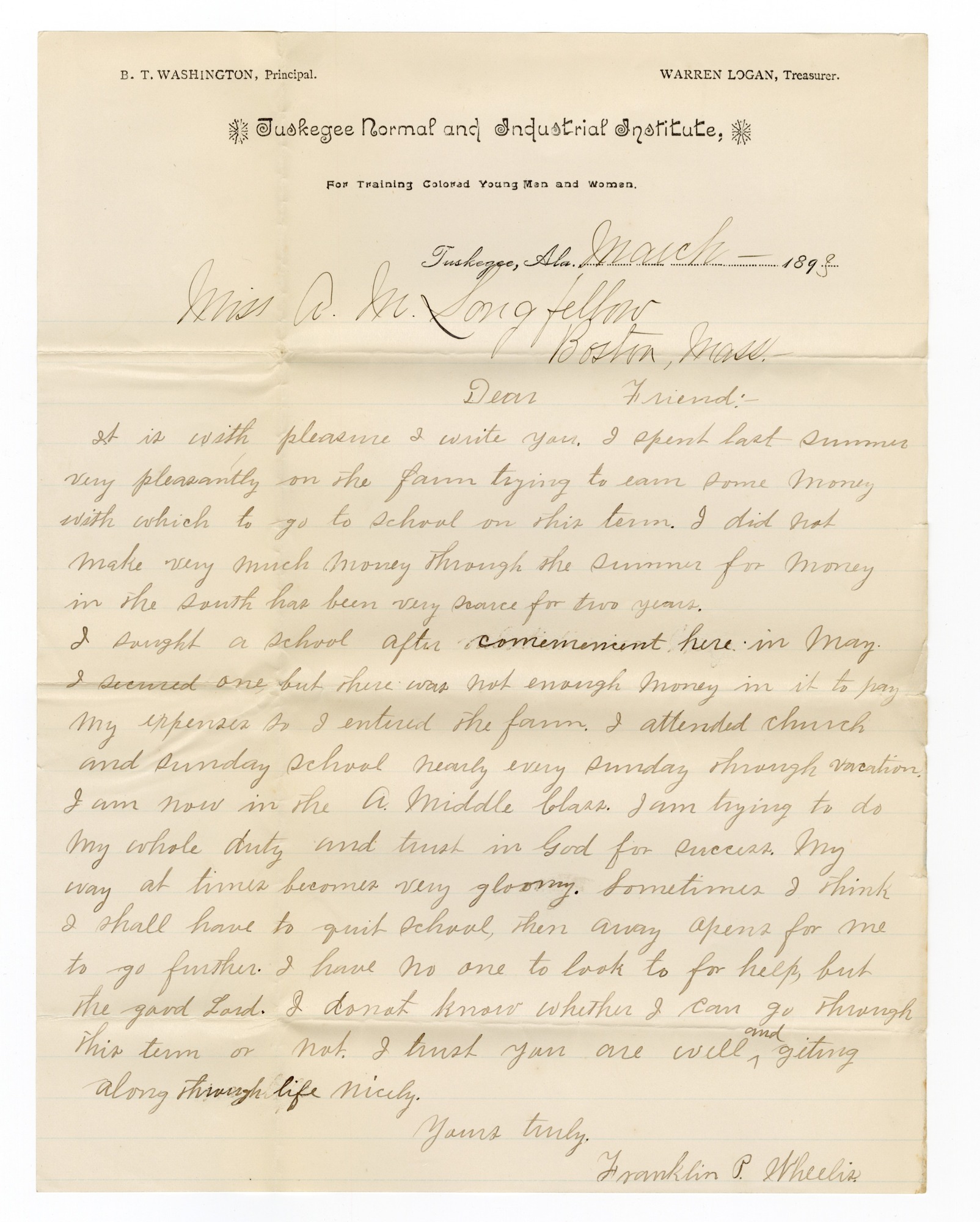 Manuscript letter