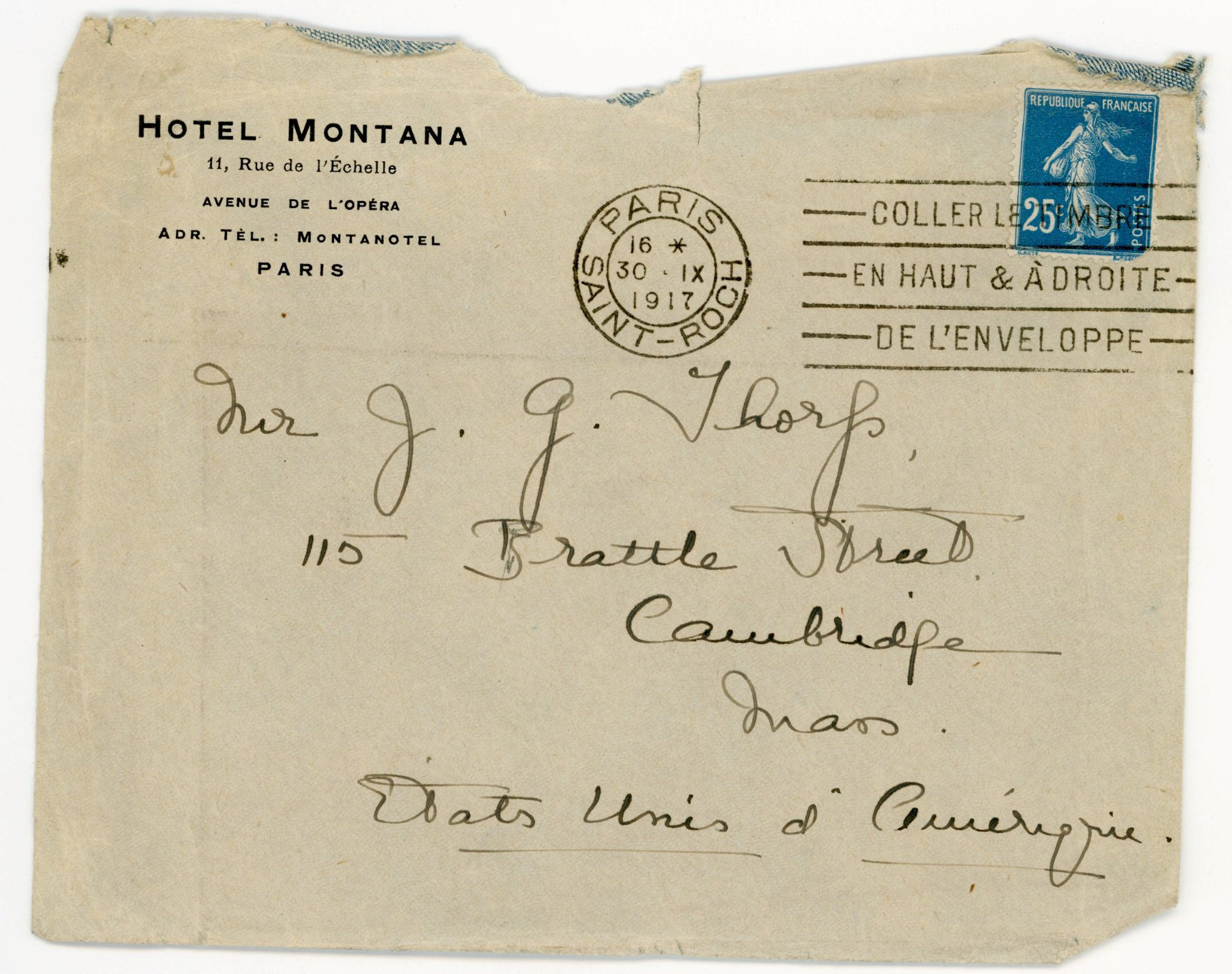 Manuscript letter envelope