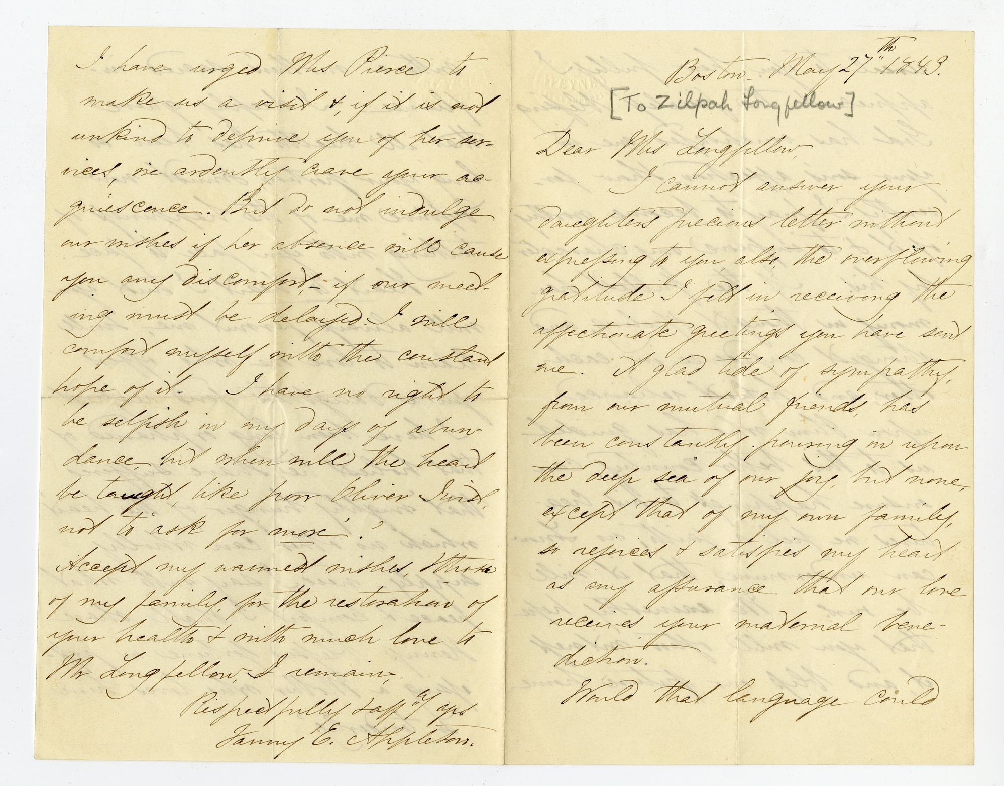 Manuscript letter