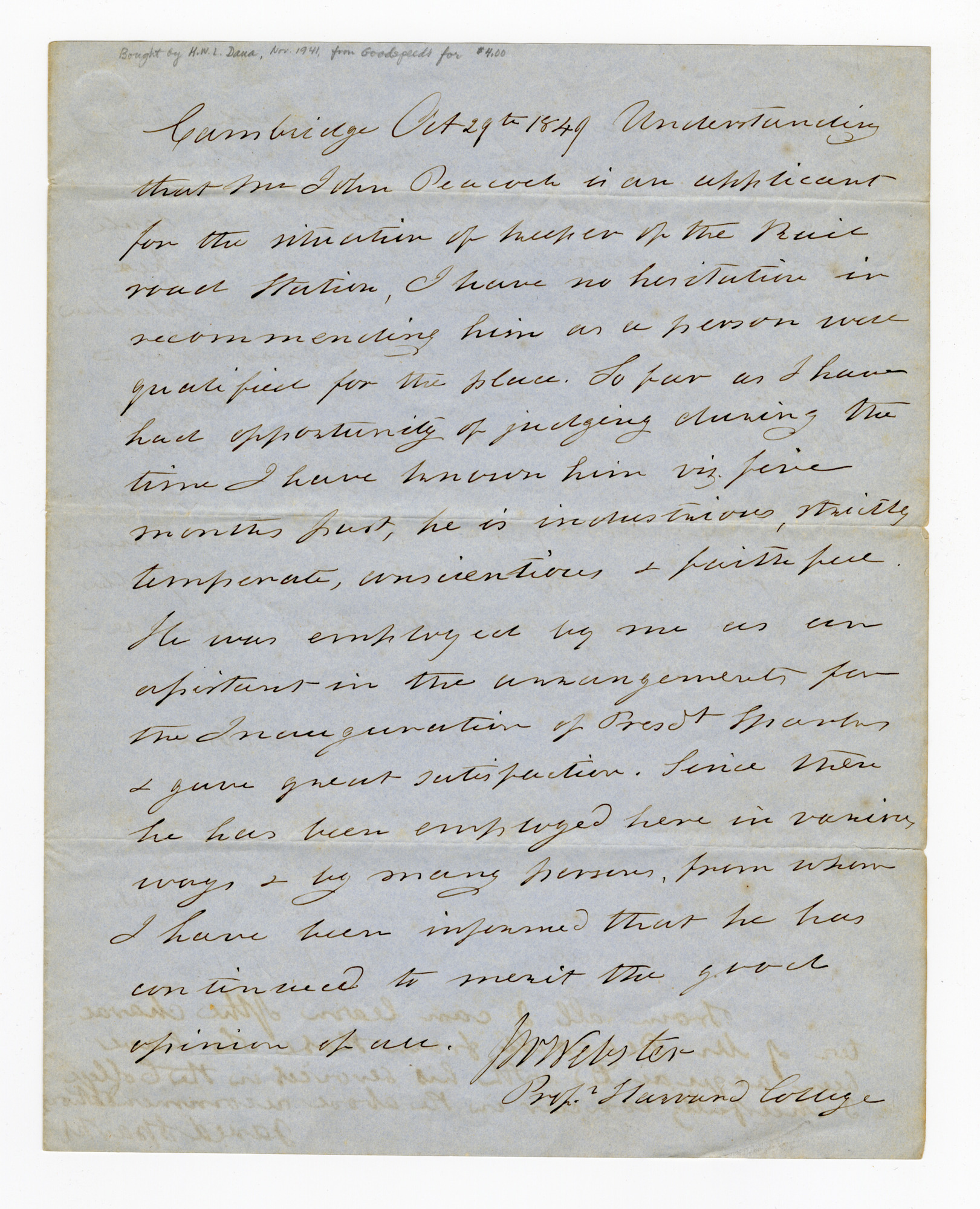 Manuscript letter