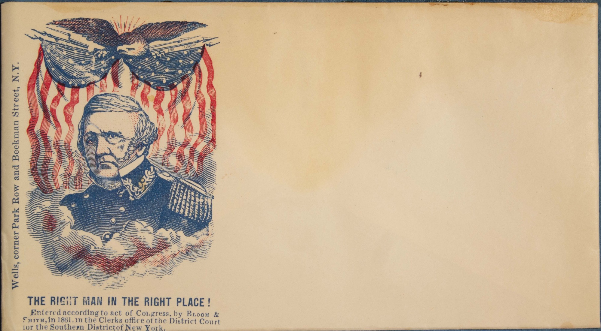 General Scott in front of American flag held by eagle "The right man in the right place!"