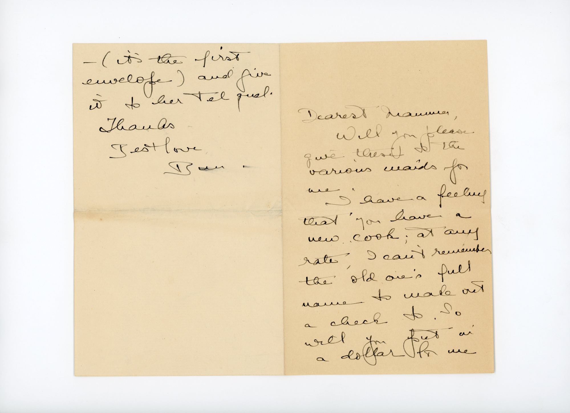 Manuscript letter envelope