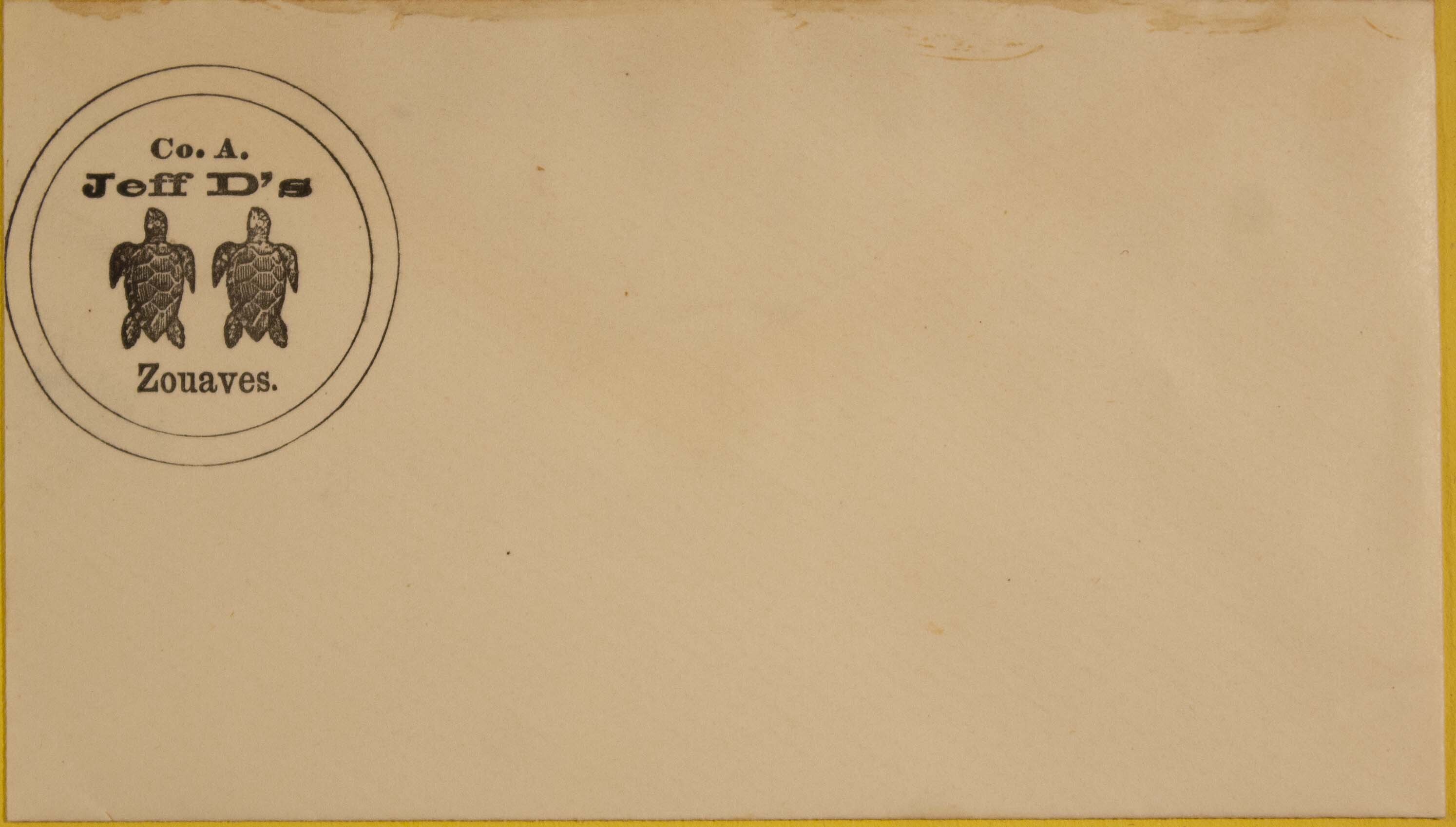 Two turtles labeled "Co. A. Jeff D's Zouaves."