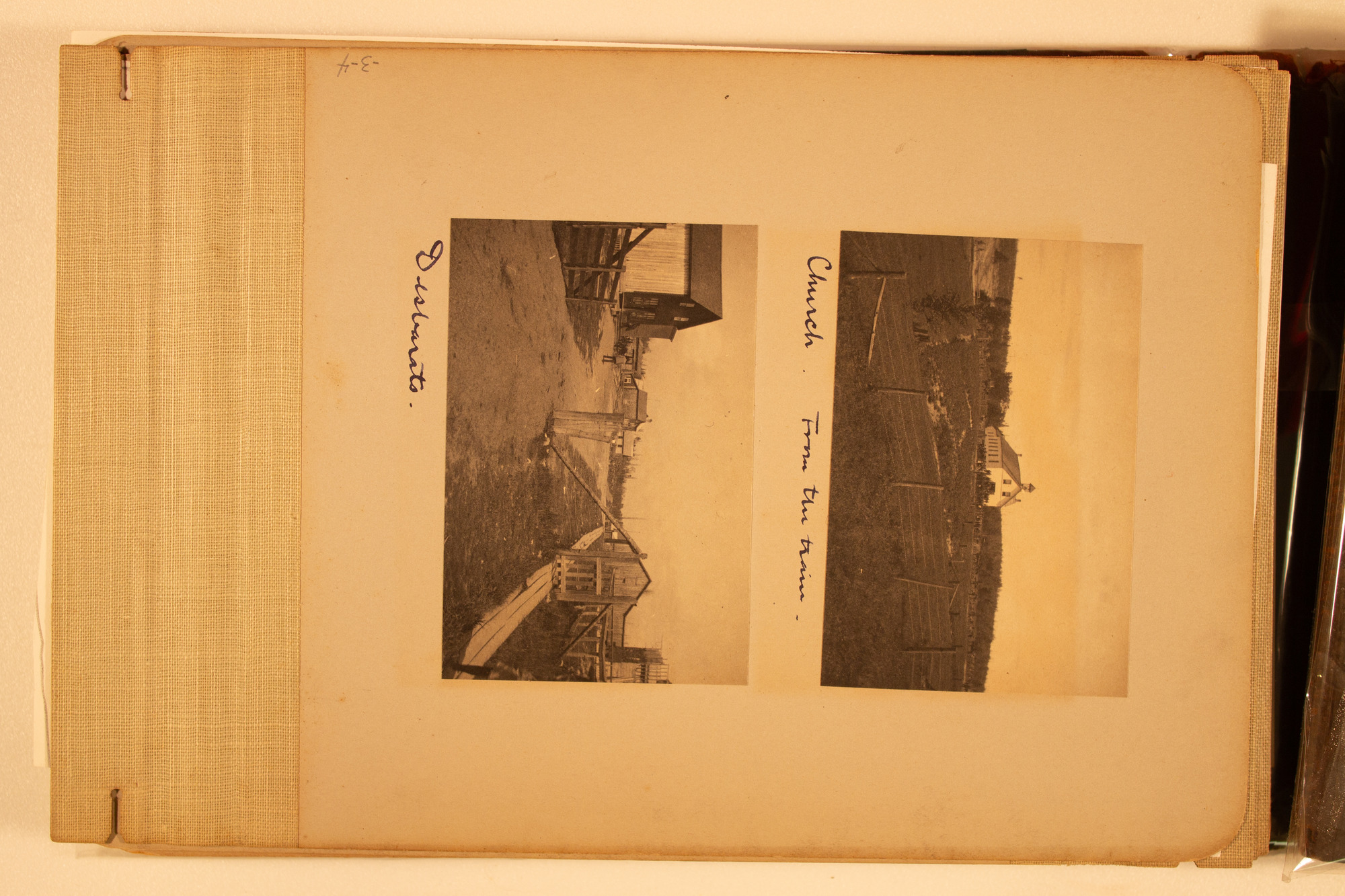 One view of a church from the train. One image of a small town.