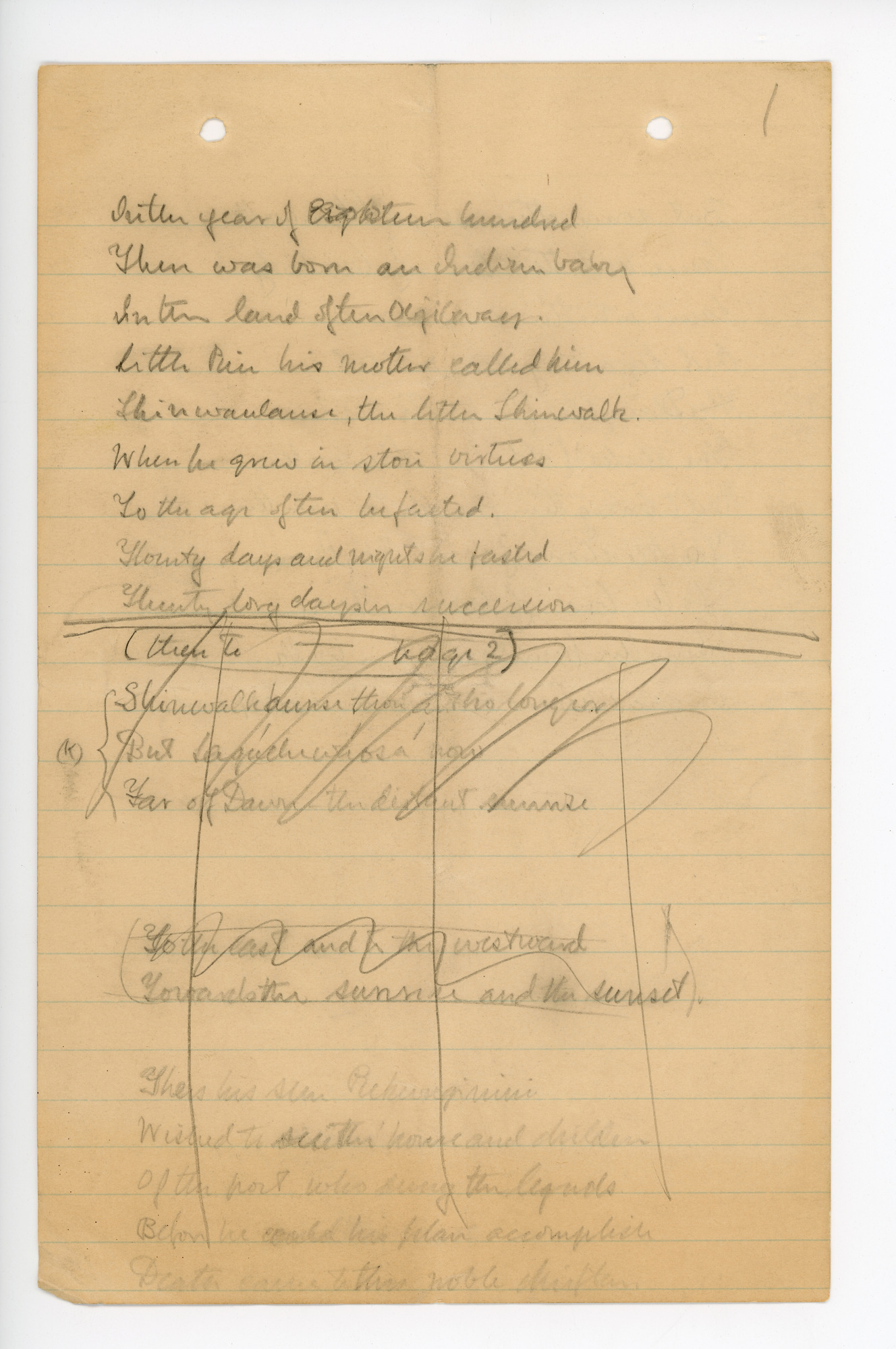 Manuscript draft of poem