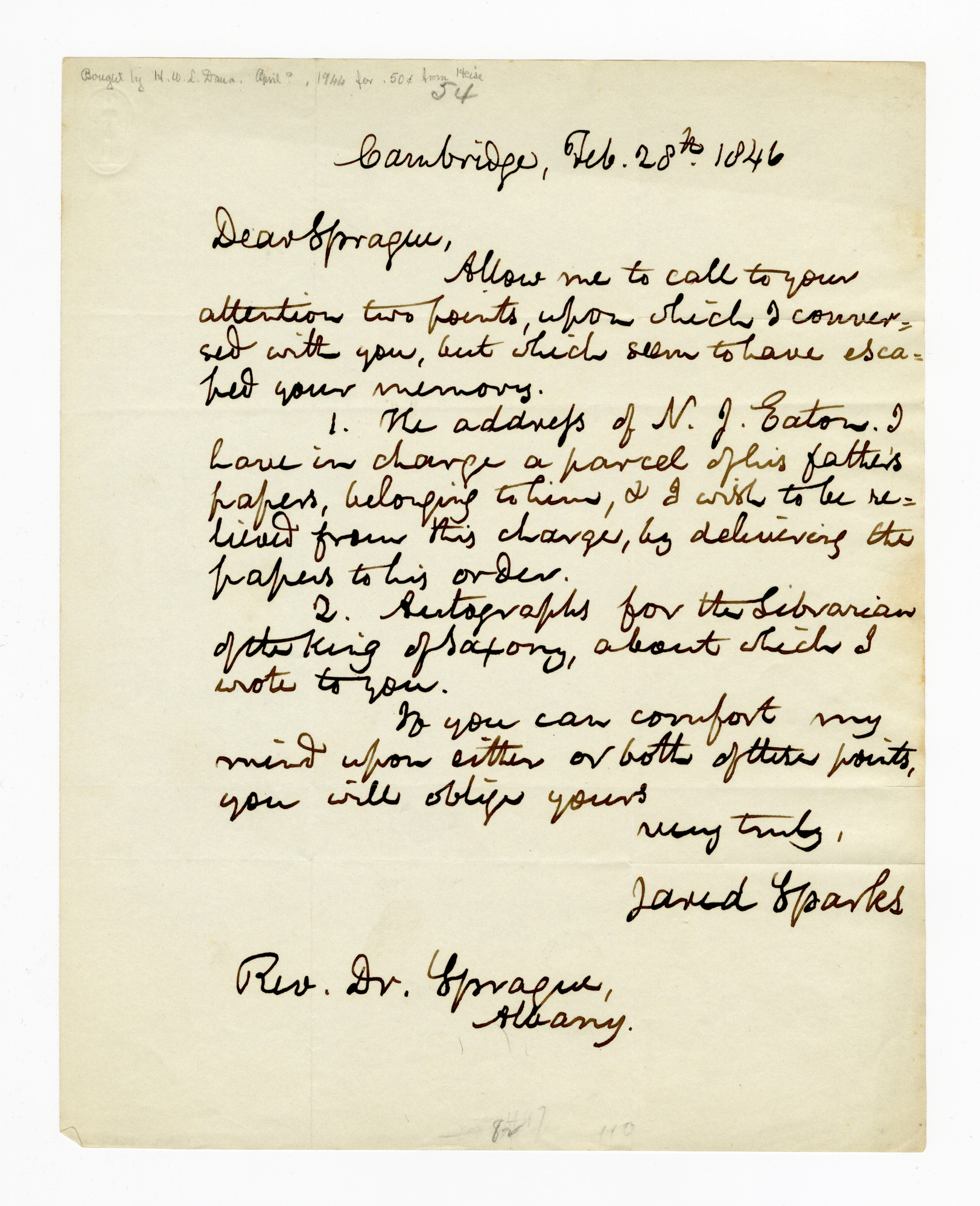 Manuscript letter