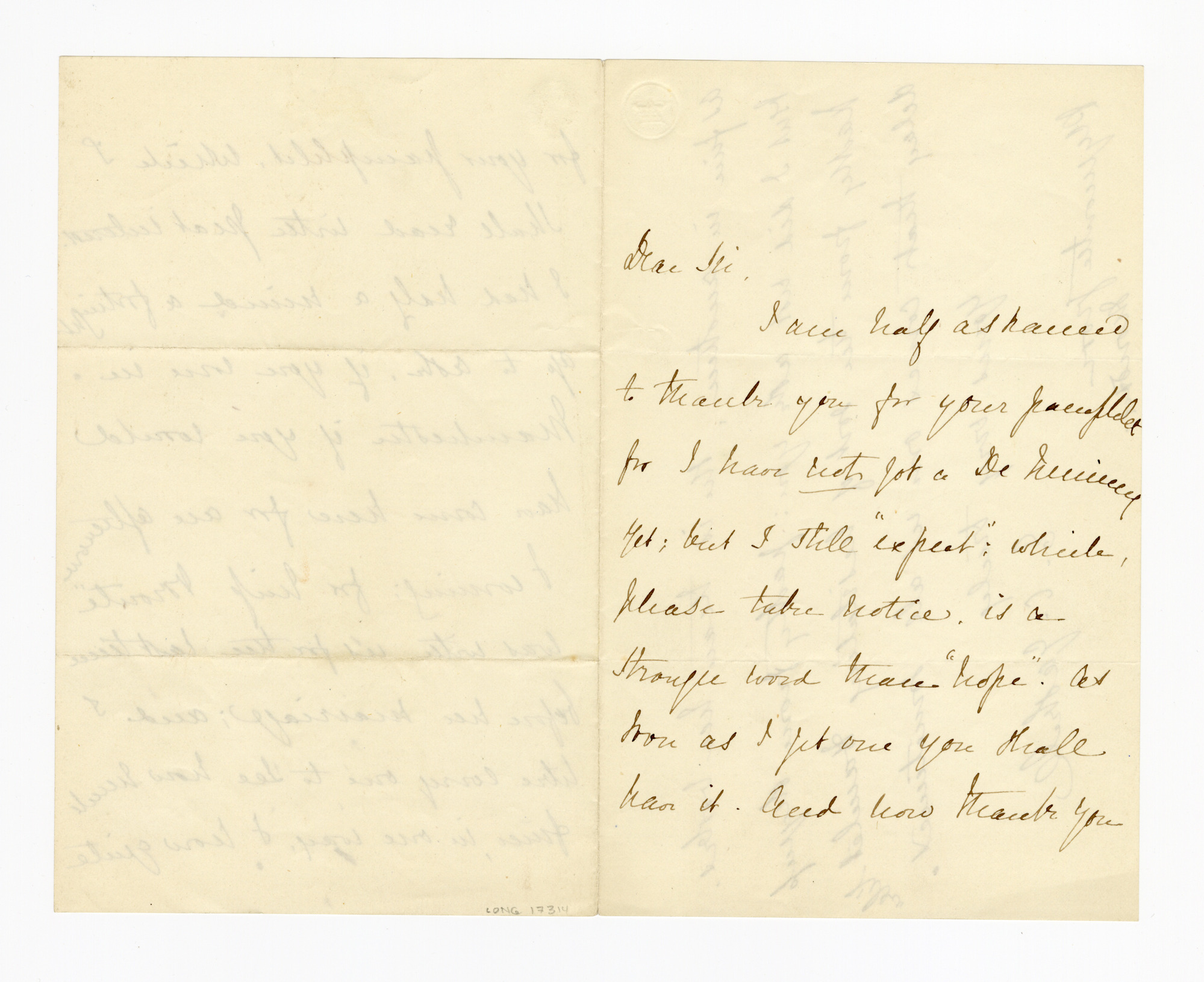 Manuscript letter