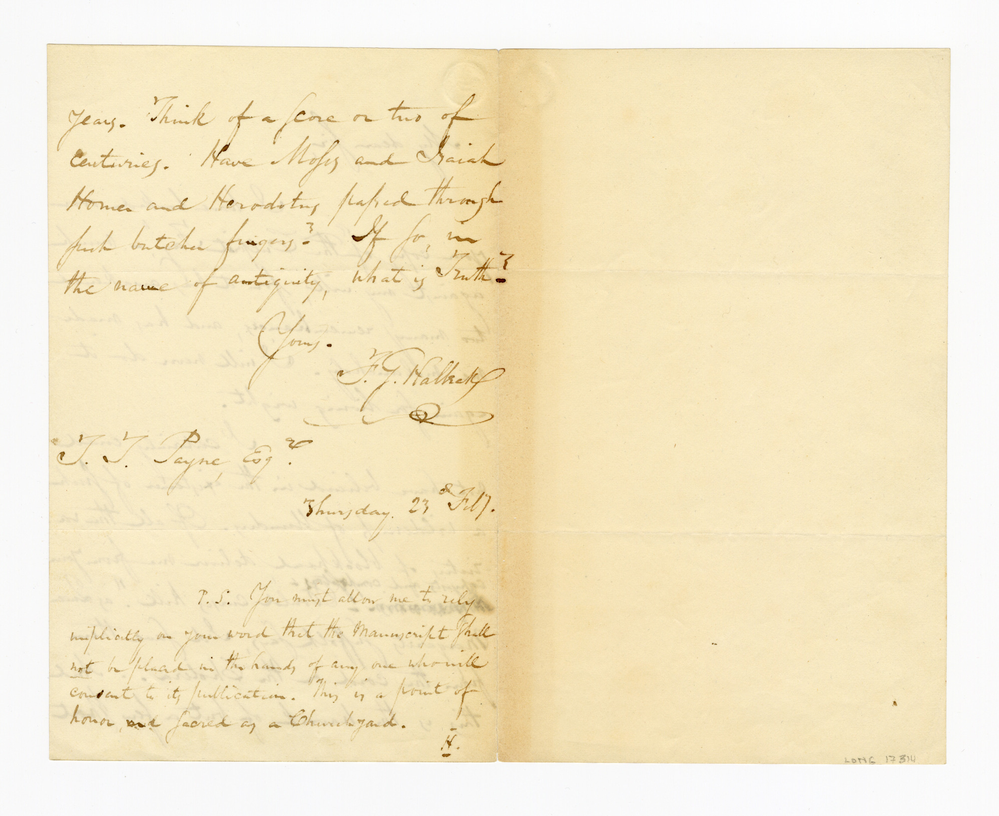 Manuscript letter