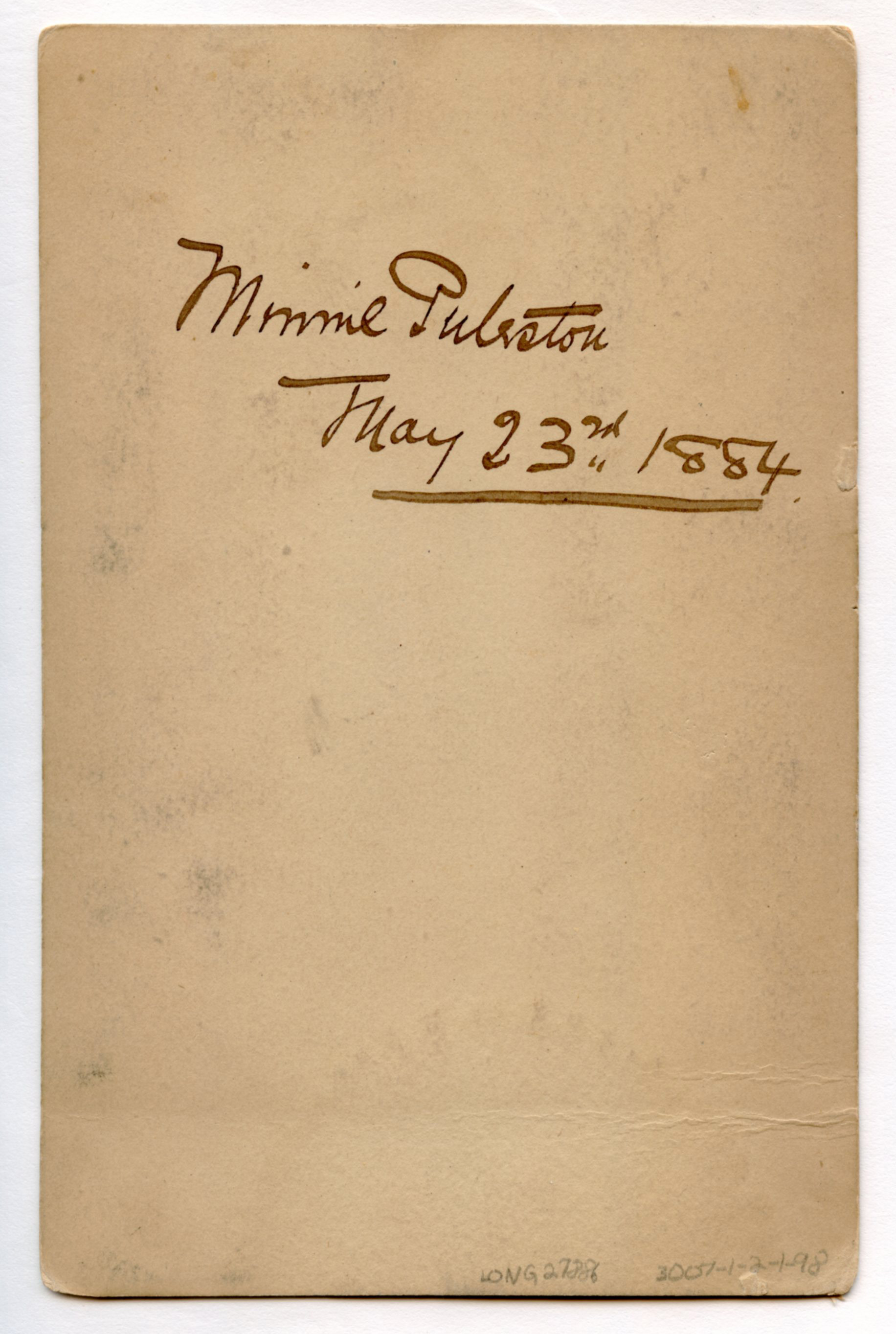 Back of a cabinet card.