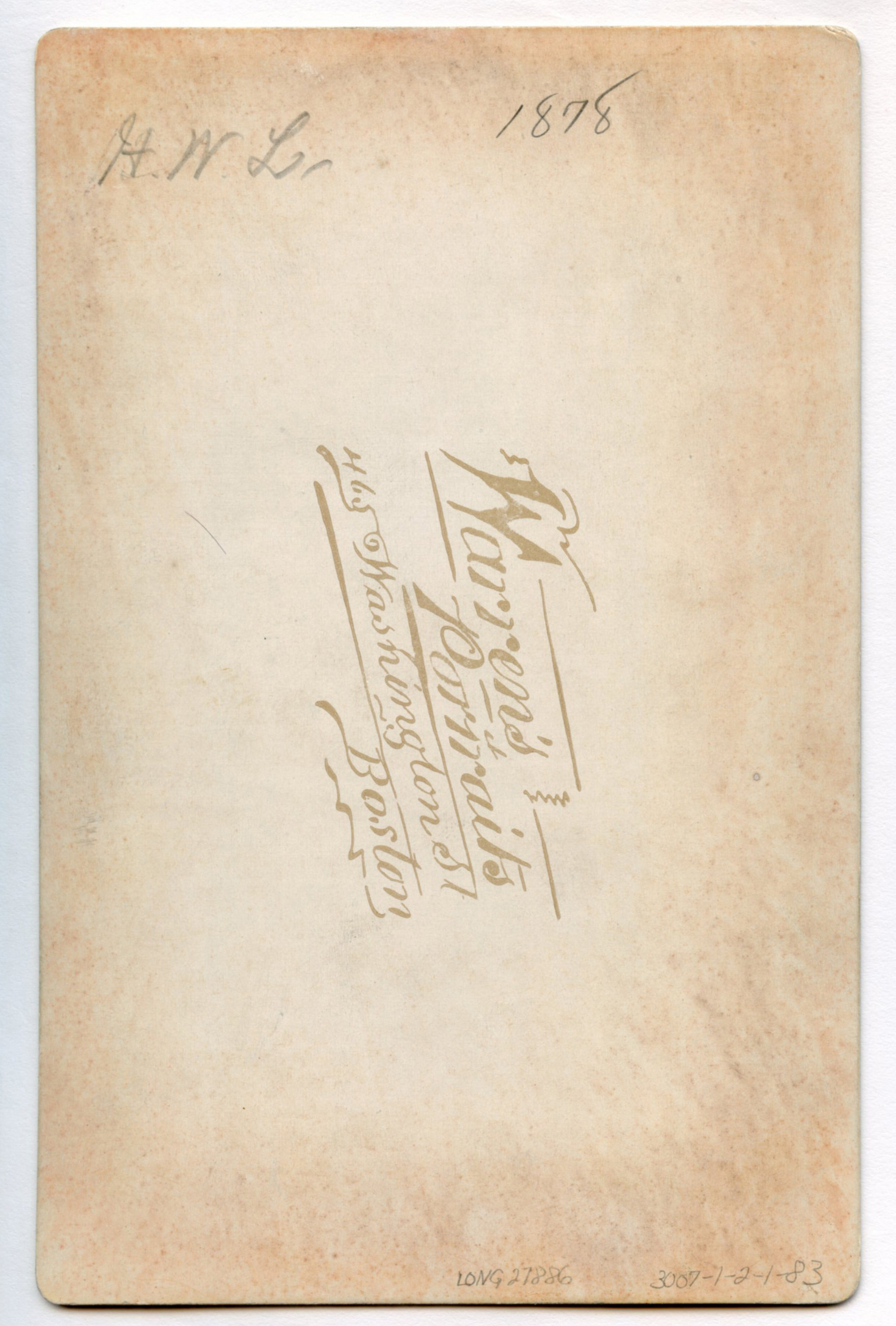 Back of a cabinet card.