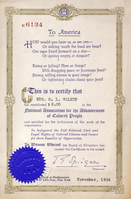 National Association for the Advancement of Colored People - Certificate recognizing $5.00 contribution by Maggie L. Walker