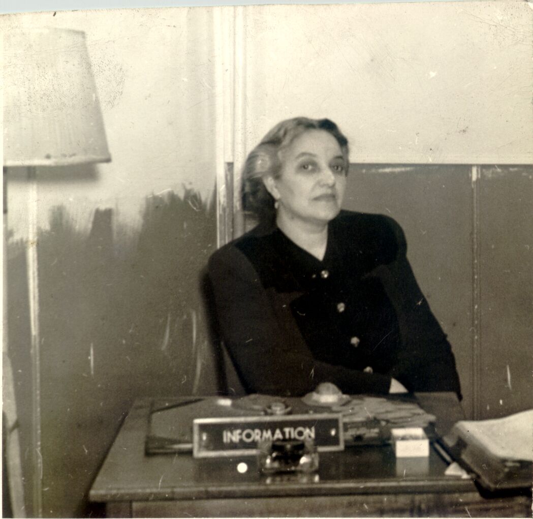 Hattie Walker at information desk