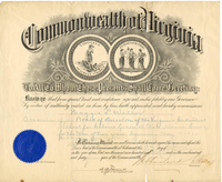 Virginia Industrial School for Colored Girls - Certificate  appointing Maggie L. Walker to the Board of Directors from 1920 to 1922