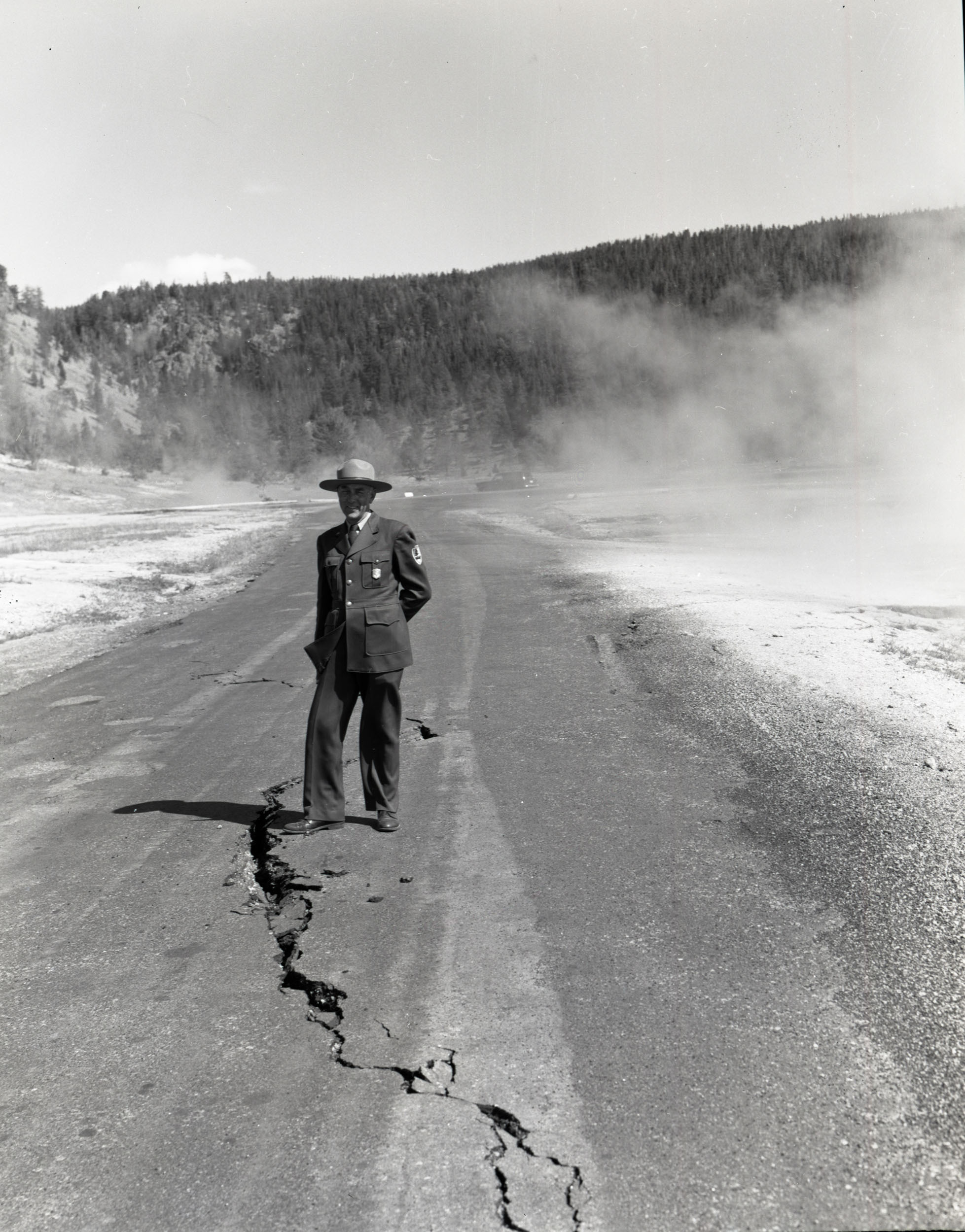 (Earthquake Damage to Firehole Lake Loop Road)