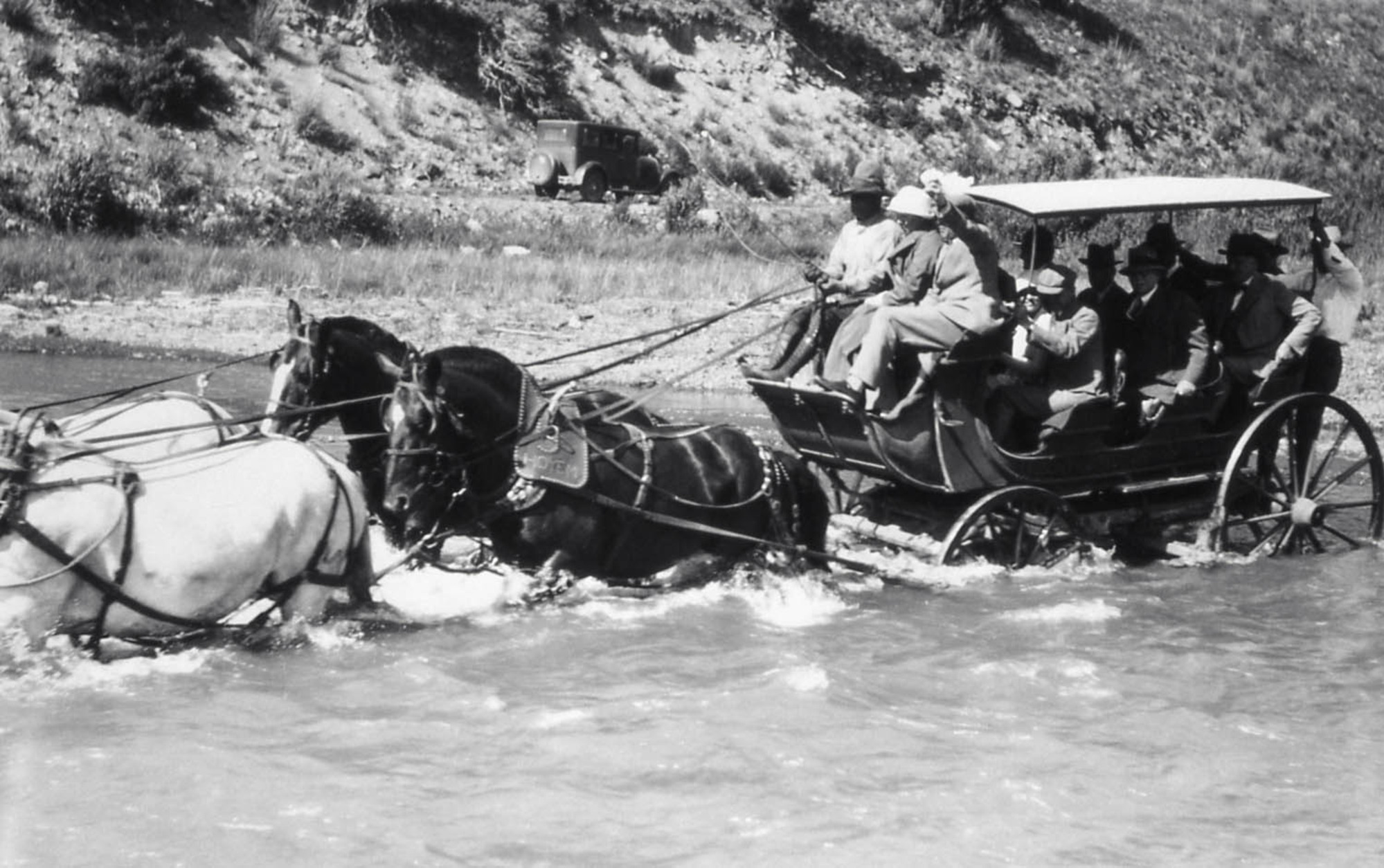 Stage coach going through Lamar River