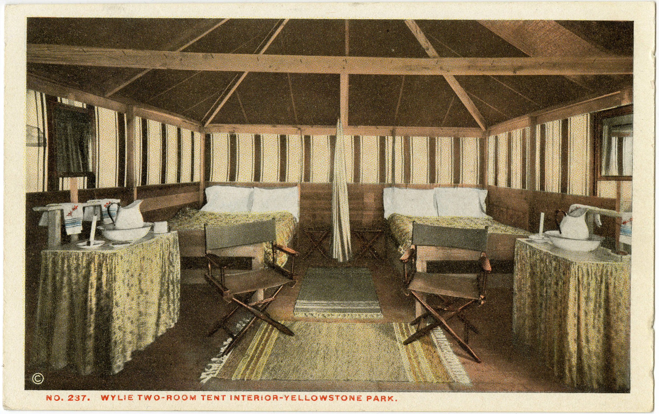 No. 237. Wylie Two-Room Tent Interior - Yellowstone Park (Postcard)