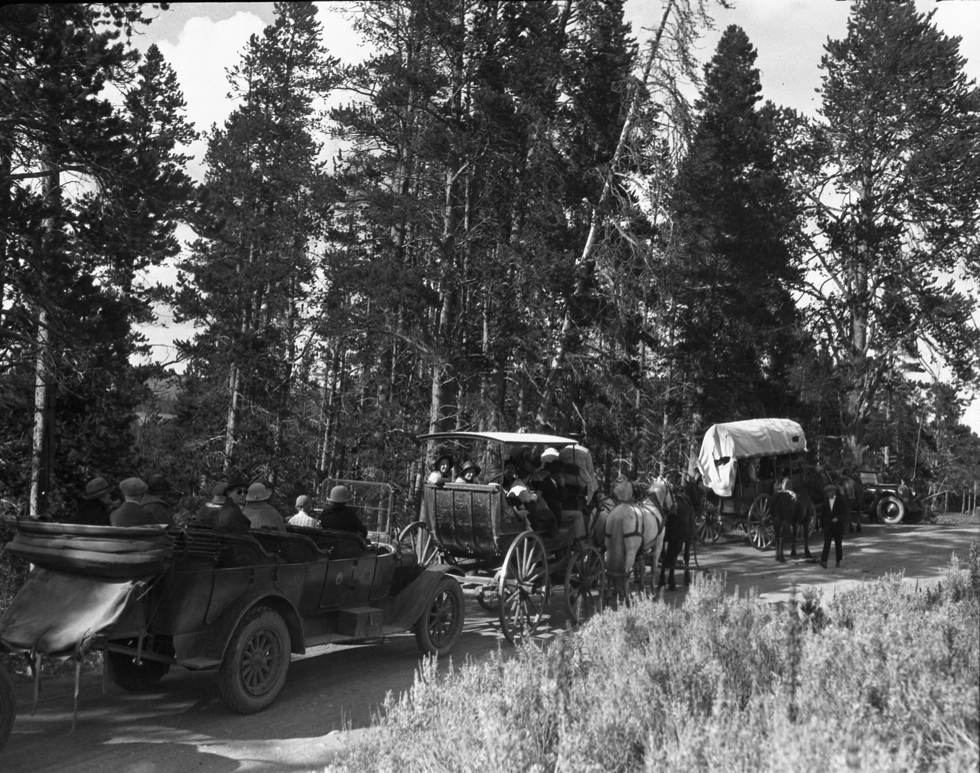 Stagecoach and Tour Bus Traffic Jam