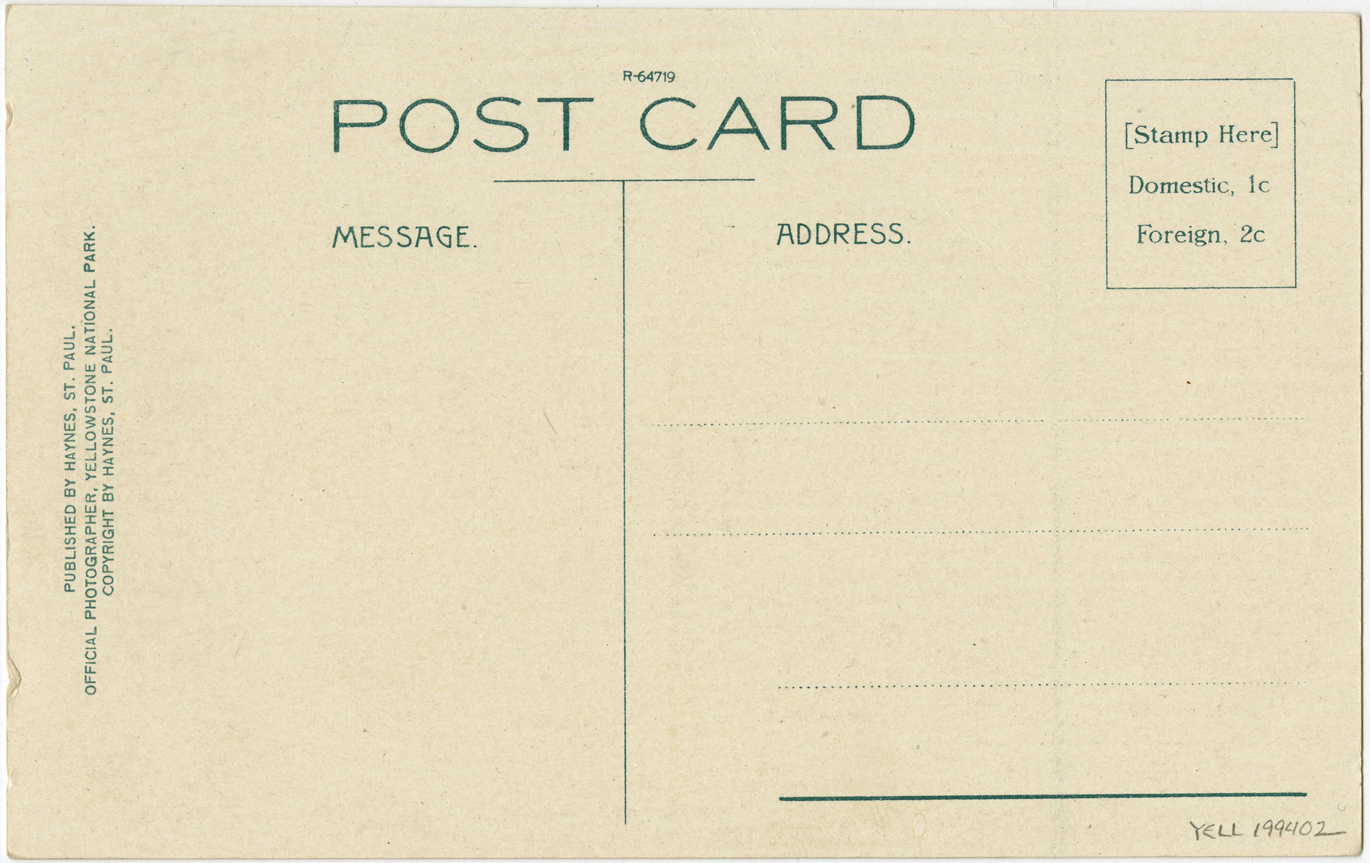 No. 237. Wylie Two-Room Tent Interior - Yellowstone Park (Postcard)