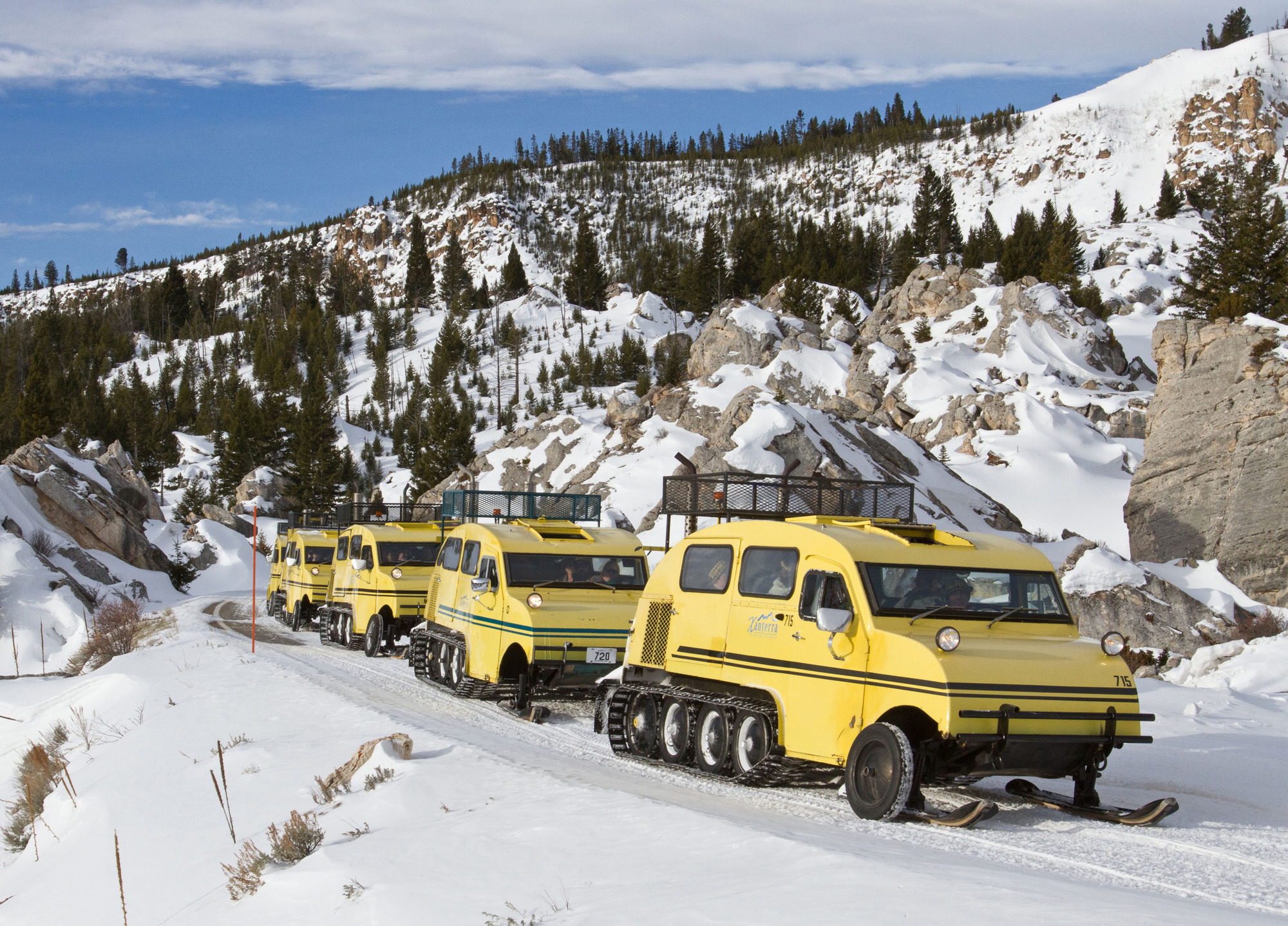 (Last trip for Xanterra operated Bombardier snowcoaches)